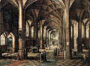 MINDERHOUT, Hendrik van Interior of a Church with a Family in the Foreground painting